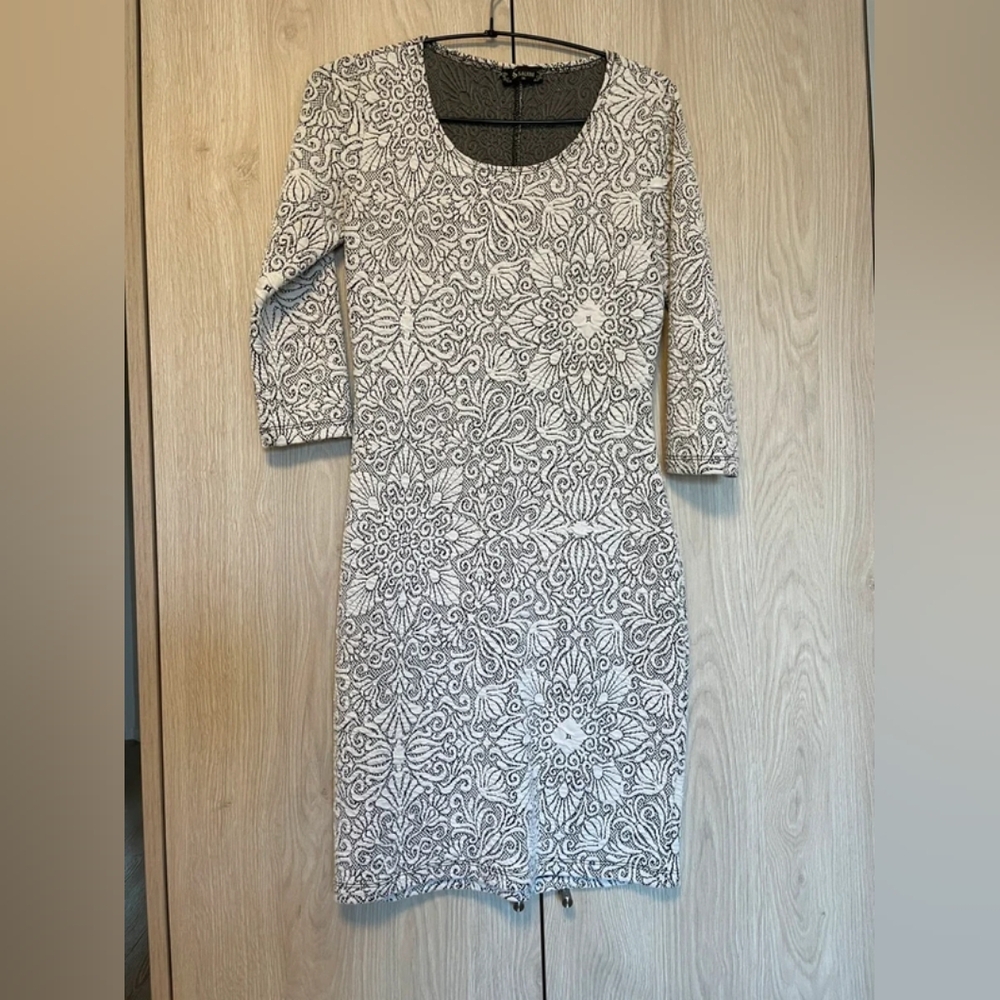Elegant Black and White Patterned Dress